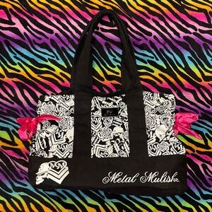 Y2k grunge goth rare 2000s Metal Mulisha Black and White Script Bag